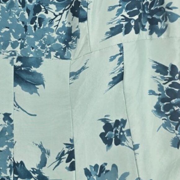 Ann Taylor Womens Silk Dress Empire Waist Babydoll Floral Blue Fairy Y2K Size 10 - Picture 5 of 16